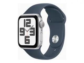 Apple Watch SE (GPS) - 2. generasjon 40 mm - s&#248;lvfarget - smartklokke med sportsb&#229;nd - fluorelastomer - stormbl&#229; - b&#229;ndbredde: M/L - 32 GB - Wi-Fi, Bluetooth - 26.4 g