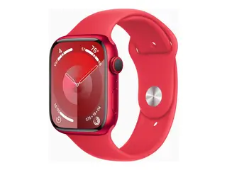 Apple Watch Series 9 (GPS + Cellular) - (PRODUCT) RED 45 mm - r&#248;d aluminium - smartklokke med sportsb&#229;nd - fluorelastomer - r&#248;d - b&#229;ndbredde: S/M - 64 GB - Wi-Fi, Bluetooth, UWB, LTE - 4G - 39 g