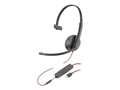 Poly Blackwire C3215 - Blackwire 3200 Series hodesett - on-ear - kablet - USB-C, 3,5 mm jakk - svart - Skype Certified, Cisco Jabber Certified, Avaya Certified