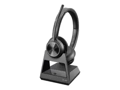 Poly Savi 7320 - Savi 7300 series - hodesett on-ear - DECT - tr&#229;dl&#248;s - USB-A via DECT adapter - svart - Certified for Microsoft Teams, UC-sertifisert