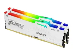 Kingston FURY Beast RGB - DDR5 - sett - 64 GB: 2 x 32 GB DIMM 288-pin - 6000 MHz / PC5-44800 - CL30 - 1.4 V - ikke-bufret - on-die ECC - hvit