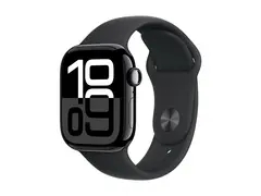 Apple Watch Series 10 (GPS) - 42 mm jet black aluminum - smartklokke med sportsb&#229;nd - fluorelastomer - svart - b&#229;ndbredde: S/M - 64 GB - Wi-Fi 4, UWB, Bluetooth - 30 g