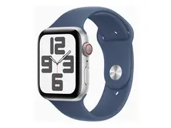 Apple Watch SE (GPS + Cellular) - 2. generasjon 44 mm - s&#248;lvaluminium - smartklokke med sportsb&#229;nd - fluorelastomer - denim - b&#229;ndbredde: S/M - 32 GB - LTE, Wi-Fi 4, Bluetooth - 4G - 33 g