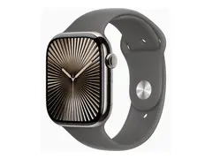 Apple Watch Series 10 (GPS + Cellular) 46 mm - natural titanium - smartklokke med sportsb&#229;nd - fluorelastomer - steingr&#229; - b&#229;ndbredde: M/L - 64 GB - LTE, Wi-Fi 4, UWB, Bluetooth - 4G - 41.7 g