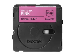 Brother BTAG-P35 - Hvit p&#229; rosa Rull (1,2 cm x 4 m) 1 kassett(er) hengeboks - merketape - for P-Touch PT-N10, PT-N20, PT-N25BT