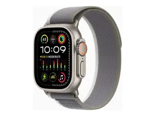 Apple Watch Ultra 2 - 49 mm - titan smartklokke med Trail Loop - nylonvev - gr&#248;nn/gr&#229; - b&#229;ndbredde: S/M - 64 GB - LTE, Wi-Fi, Bluetooth, UWB - 4G - 61.4 g