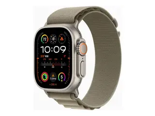 Apple Watch Ultra 2 - 49 mm - titan - smartklokke med Alpine Loop tekstil - oliven - b&#229;ndbredde: M - 64 GB - LTE, Wi-Fi, Bluetooth, UWB - 4G - 61.4 g