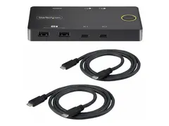 StarTech.com 2-Port USB-C KVM Switch, Single-4K 60Hz HDMI Monitor, Dual-100W Power Delivery Pass-through Ports, Bus Powered, USB Type-C/USB4/Thunderbolt 3/4 Compatible Small Form Factor (C2-H46-UC2-PD-KVM) - KVM-svitsj - 2 x KVM/lyd/USB - 1 lokalbruker - stasjon&#230;r