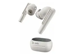 Poly Voyager Free 60+ UC - True wireless-hodetelefoner med mikrofon i &#248;ret - Bluetooth - aktiv st&#248;ydemping - USB-A via Bluetooth-adapter - sandhvit - Certified for Microsoft Teams
