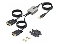 StarTech.com 13ft (4m) 2-Port USB to Serial Adapter Cable, Interchangeable DB9 Screws/Nuts, COM Retention, USB-A to DB9 RS232, FTDI, Level-4 ESD Protection, Windows/macOS/ChromeOS/Linux Rugged TPE Construction (2P6FFC-USB-SERIAL) - USB / seriell-kabel - USB (hann) til DB-9 (hann) skrubar - 4 m - svart