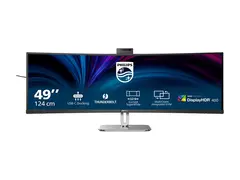 Philips 49B2U6903CH - 6000 Series - LED-skjerm kurvet - 49&quot; (48.8&quot; synlig) - 5120 x 1440 SuperWide @ 100 Hz - VA - 500 cd/m&#178; - 3000:1 - DisplayHDR 400 - 4 ms - Thunderbolt 4, 2xHDMI, DisplayPort - h&#248;yttalere - s&#248;lv