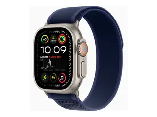 Apple Watch Ultra 2 - 49 mm - natural titanium smartklokke med Trail Loop - nylonvev - bl&#229; - b&#229;ndbredde: S/M - 64 GB - LTE, Wi-Fi 4, UWB, Bluetooth - 4G - 61.4 g