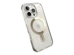 Speck Presidio Lux - Baksidedeksel for mobiltelefon MagSafe-samsvar - hard polykarbonat, bl&#248;t termoplastpolyuretan (TPU) - clear/gold glitter