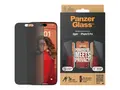 PanzerGlass Privacy - Skjermbeskyttelse for mobiltelefon ultravid passform med EasyAligner - glass - med personvernsfilter - 6.1&quot; - rammefarge svart - for Apple iPhone 15 Pro