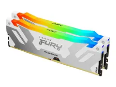 Kingston FURY Renegade RGB - DDR5 sett - 64 GB: 2 x 32 GB - DIMM 288-pin - 6400 MHz / PC5-51200 - CL32 - 1.1 V - ikke-bufret - on-die ECC - hvit, s&#248;lv