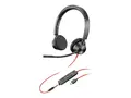 Poly Blackwire 3325 - Blackwire 3300 series hodesett - on-ear - kablet - 3,5 mm jakk, USB-C - svart - Certified for Microsoft Teams