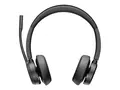 Poly Voyager 4320 - Voyager 4300 series - hodesett on-ear - Bluetooth - tr&#229;dl&#248;s, kablet - USB-C - svart - Zoom Certified, Certified for Microsoft Teams