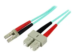 StarTech.com 1m Fiber Optic Cable - 10 Gb Aqua Multimode Duplex 50/125 - LSZH - LC/SC - OM3 - LC to SC Fiber Patch Cable - Koblingskabel - LC multimodus (hann) til SC flermodus (hann) - 1 m - fiberoptisk - dupleks - 50 / 125 mikroner - akvamarin