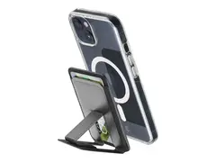 Cellular Line Pocket Stand Mag - Magnetkortholder for mobiltelefon MagSafe-samsvar - fauxl&#230;r - svart - for Apple iPhone 12, 13, 14, 15, 16