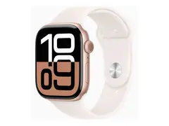 Apple Watch Series 10 (GPS) - 46 mm rosegull aluminium - smartklokke med sportsb&#229;nd - fluorelastomer - light blush - b&#229;ndbredde: M/L - 64 GB - Wi-Fi 4, UWB, Bluetooth - 36.4 g