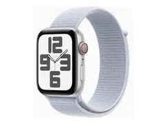 Apple Watch SE (GPS + Cellular) 2. generasjon - 44 mm - s&#248;lvaluminium - smartklokke med sportssl&#248;yfe - myk dobbeltlagsnylon - blue cloud - h&#229;ndleddst&#248;rrelse: 130-200 mm - 32 GB - LTE, Wi-Fi 4, Bluetooth - 4G - 33 g