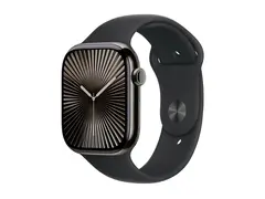 Apple Watch Series 10 (GPS + Cellular) 46 mm - slate titanium - smartklokke med sportsb&#229;nd - fluorelastomer - svart - b&#229;ndbredde: M/L - 64 GB - LTE, Wi-Fi 4, UWB, Bluetooth - 4G - 41.7 g