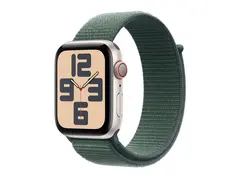 Apple Watch SE (GPS + Cellular) 2. generasjon - 44 mm - stjernelysaluminium - smartklokke med sportssl&#248;yfe - myk dobbeltlagsnylon - innsj&#248; gr&#248;nn - h&#229;ndleddst&#248;rrelse: 130-200 mm - 32 GB - LTE, Wi-Fi 4, Bluetooth - 4G - 33 g