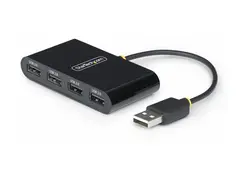 StarTech.com 4-Port USB 2.0 Hub, USB Bus Powered, Small Travel Mini USB Hub, USB 2.0 Splitter, Multi-Port Portable USB Hub, 480Mbps, Overcurrent Protection (OCP) Hub - 4 x USB 2.0 - stasjon&#230;r