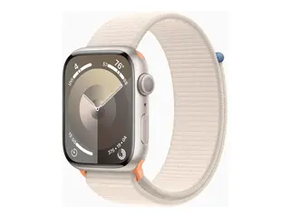 Apple Watch Series 9 (GPS) - 45 mm stjernelysaluminium - smartklokke med sportssl&#248;yfe - myk dobbeltlagsnylon - stjernelys - 64 GB - Wi-Fi, UWB, Bluetooth - 38.7 g