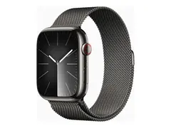 Apple Watch Series 9 (GPS + Cellular) - 45 mm rustfritt grafittst&#229;l - smartklokke med fint strikket l&#248;kke - 64 GB - Wi-Fi, Bluetooth, UWB, LTE - 4G - 51.5 g