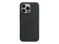 Apple - Baksidedeksel for mobiltelefon - MagSafe-samsvar silikon - svart - for iPhone 15 Pro Max