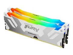 Kingston FURY Renegade RGB - DDR5 sett - 32 GB: 2 x 16 GB - DIMM 288-pin - 7600 MHz / PC5-60800 - CL38 - 1.45 V - ikke-bufret - on-die ECC - hvitt og s&#248;lv