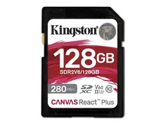 Kingston Canvas React Plus - Flashminnekort 128 GB - Video Class V60 / UHS-II U3 / Class10 - SDXC UHS-II