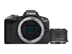 Canon EOS R50 - Digitalkamera - speill&#248;st 24.2 MP - Full Frame - 4K / 30 fps - 2.5optisk x-zoom RF-S 18-45 mm F4.5-6.3 IS STM linse - Wi-Fi, Bluetooth - svart