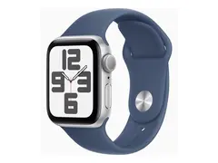 Apple Watch SE (GPS) - 2. generasjon 40 mm - s&#248;lvaluminium - smartklokke med sportsb&#229;nd - fluorelastomer - denim - b&#229;ndbredde: M/L - 32 GB - Wi-Fi 4, Bluetooth - 26.4 g