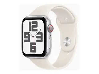 Apple Watch SE (GPS + Cellular) - 2. generasjon 44 mm - stjernelysaluminium - smartklokke med sportsb&#229;nd - fluorelastomer - stjernelys - b&#229;ndbredde: M/L - 32 GB - LTE, Wi-Fi 4, Bluetooth - 4G - 33 g