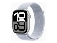 Apple Watch Series 10 (GPS) - 46 mm - s&#248;lvaluminium smartklokke med sportssl&#248;yfe - myk dobbeltlagsnylon - bl&#229; sky - h&#229;ndleddst&#248;rrelse: 130-200 mm - 64 GB - Wi-Fi 4, UWB, Bluetooth - 36.4 g