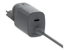 Unisynk - Str&#248;madapter - (4x str&#248;mkontaktadapter) 35 watt - Fast Charge, Power Delivery 3.0 + PPS, QC 3.0 - 2 utgangskontakter (24 pin USB-C) - gr&#229; - Global