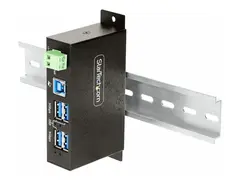 StarTech.com 4-Port Managed USB Hub with 4x USB-A, Heavy Duty with Metal Industrial Housing, ESD &amp; Surge Protection, Wall/Desk/Din-Rail Mountable, USB 3.0/3.1/3.2 Gen 1 5Gbps Hub - 3 x USB 3.2 Gen 2 + 1 x USB 3.2 Gen 1 - veggmonterbar, stasjon&#230;r, DIN-skinnemonterbar - TAA-samsvar