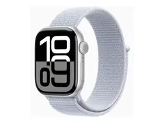 Apple Watch Series 10 (GPS + Cellular) 42 mm - s&#248;lvaluminium - smartklokke med sportssl&#248;yfe - myk dobbeltlagsnylon - blue cloud - h&#229;ndleddst&#248;rrelse: 130-200 mm - 64 GB - LTE, Wi-Fi 4, UWB, Bluetooth - 4G - 29.3 g