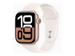 Apple Watch Series 10 (GPS + Cellular) 42 mm - rosegull aluminium - smartklokke med sportsb&#229;nd - fluorelastomer - lett rouge - b&#229;ndbredde: M/L - 64 GB - LTE, Wi-Fi 4, UWB, Bluetooth - 4G - 29.3 g