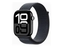 Apple Watch Series 10 (GPS + Cellular) - 46 mm jet black aluminum - smartklokke med sportssl&#248;yfe - myk dobbeltlagsnylon - ink - h&#229;ndleddst&#248;rrelse: 130-200 mm - 64 GB - LTE, Wi-Fi 4, UWB, Bluetooth - 4G - 35.3 g