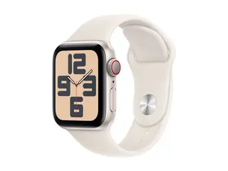 Apple Watch SE (GPS + Cellular) - 2. generasjon 40 mm - stjernelysaluminium - smartklokke med sportsb&#229;nd - fluorelastomer - stjernelys - b&#229;ndbredde: S/M - 32 GB - LTE, Wi-Fi 4, Bluetooth - 4G - 27.8 g