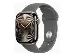 Apple Watch Series 10 (GPS + Cellular) - 42 mm natural titanium - smartklokke med sportsb&#229;nd - fluorelastomer - steingr&#229; - b&#229;ndbredde: S/M - 64 GB - LTE, Wi-Fi 4, UWB, Bluetooth - 4G - 34.4 g