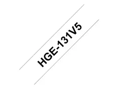 Brother HGE-131V5 - Svart p&#229; blank Rull (1,2 cm x 8 m) 5 kassett(er) laminert teip - for P-Touch PT-9500pc, PT-9700PC, PT-9800PCN; P-Touch R RL-700S