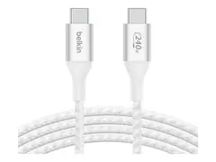 Belkin BOOST CHARGE - USB-kabel 24 pin USB-C (hann) til 24 pin USB-C (hann) - USB 2.0 - 1 m - up to 240W power delivery support - hvit