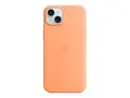 Apple - Baksidedeksel for mobiltelefon - MagSafe-samsvar silikon - oransjesorbet - for iPhone 15 Plus