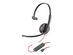 Poly Blackwire 3210 - 3200 Series hodesett - on-ear - kablet - USB-C - svart - Skype Certified, Cisco Jabber Certified, Avaya Certified