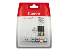 Canon CLI-551 C/M/Y/BK Multipack 4-pack - svart, gul, cyan, magenta - original - blekkbeholder - for PIXMA iP8750, iX6850, MG5550, MG5650, MG5655, MG6450, MG6650, MG7150, MG7550, MX725, MX925