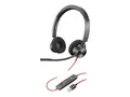 Poly Blackwire 3325 - Blackwire 3300 series hodesett - on-ear - kablet - 3,5 mm jakk, USB-A - svart